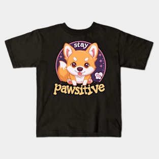 stay pawsitive Kids T-Shirt